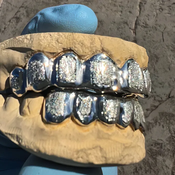 Rings Bling Cartel Admin 925 Sterling Silver Diamond Dust With White Border Custom Grillz