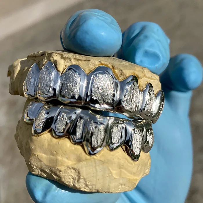 Rings Bling Cartel Admin 925 Sterling Silver Diamond Dust With White Border Custom Grillz