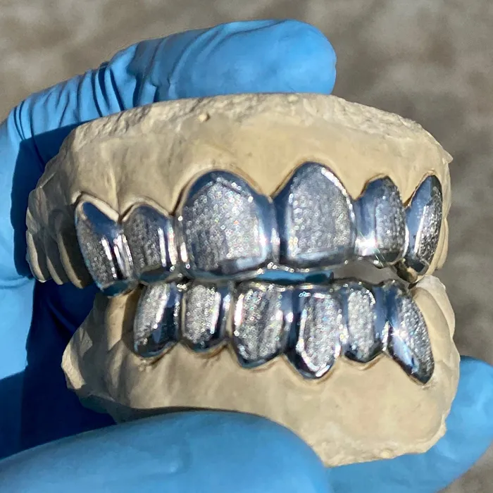 Rings Bling Cartel Admin 925 Sterling Silver Diamond Dust With White Border Custom Grillz