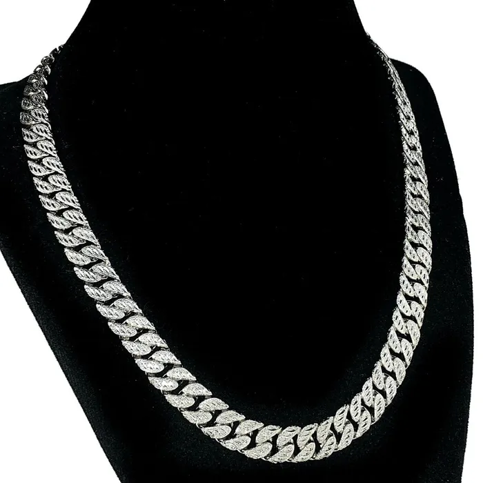 Rings Bling Cartel Admin Diamond Dust Diamond Cut Silver Tone Cuban Chain 18 10MM