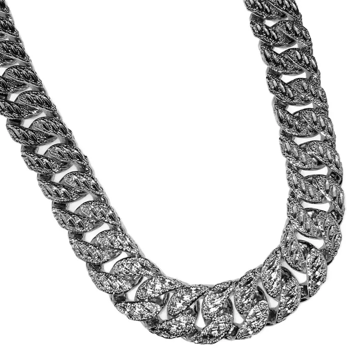 Rings Bling Cartel Admin Diamond Dust Diamond Cut Silver Tone Cuban Chain 18 10MM