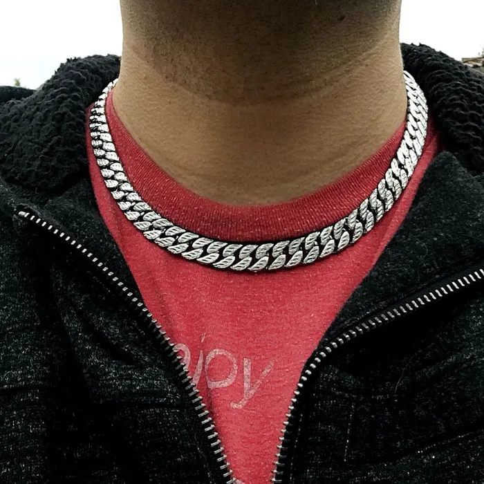 Rings Bling Cartel Admin Diamond Dust Diamond Cut Silver Tone Cuban Chain 18 10MM