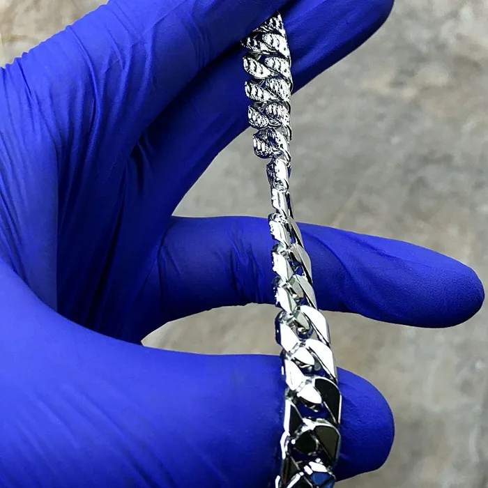 Rings Bling Cartel Admin Diamond Dust Diamond Cut Silver Tone Cuban Chain 18 10MM