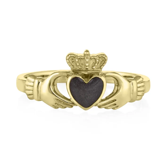 Rings closebymejewelry Claddagh Cremation Ring in 14K Yellow Gold