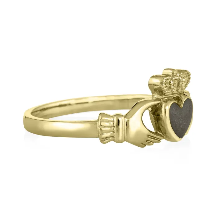 Rings closebymejewelry Claddagh Cremation Ring in 14K Yellow Gold