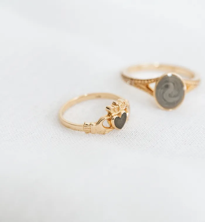 Rings closebymejewelry Claddagh Cremation Ring in 14K Yellow Gold
