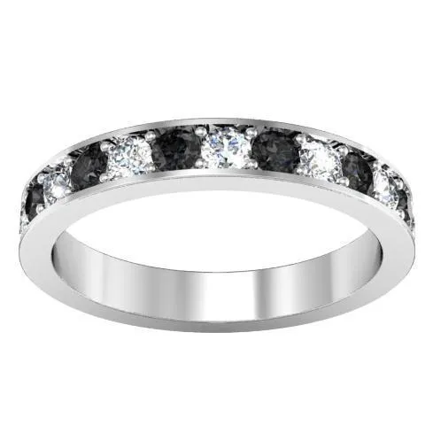 Rings deBebians Pave Alternating Black and White Diamond Eternity Band 130 cttw Rings deBebians Pave Alternating Black and White Diamond Eternity Band 130 cttw