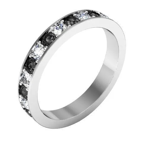 Rings deBebians Pave Alternating Black and White Diamond Eternity Band 130 cttw