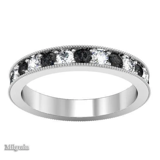 Rings deBebians Pave Alternating Black and White Diamond Eternity Band 130 cttw