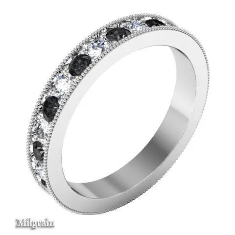 Rings deBebians Pave Alternating Black and White Diamond Eternity Band 130 cttw