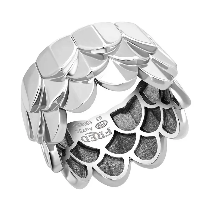 Rings Fred of Paris Fred of Paris Womens Ring Une Ile Dor Triple Arc Motif WG Size 375 4B0747046