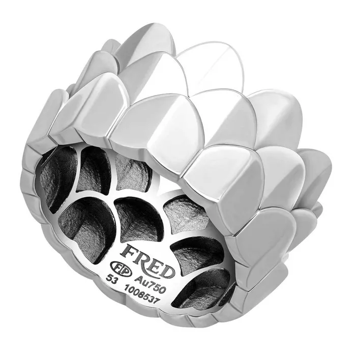 Rings Fred of Paris Fred of Paris Womens Ring Une Ile Dor Triple Arc Motif WG Size 375 4B0747046
