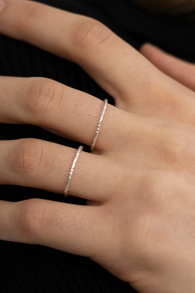 Rings Kty Hammered Tiny Ring Silver