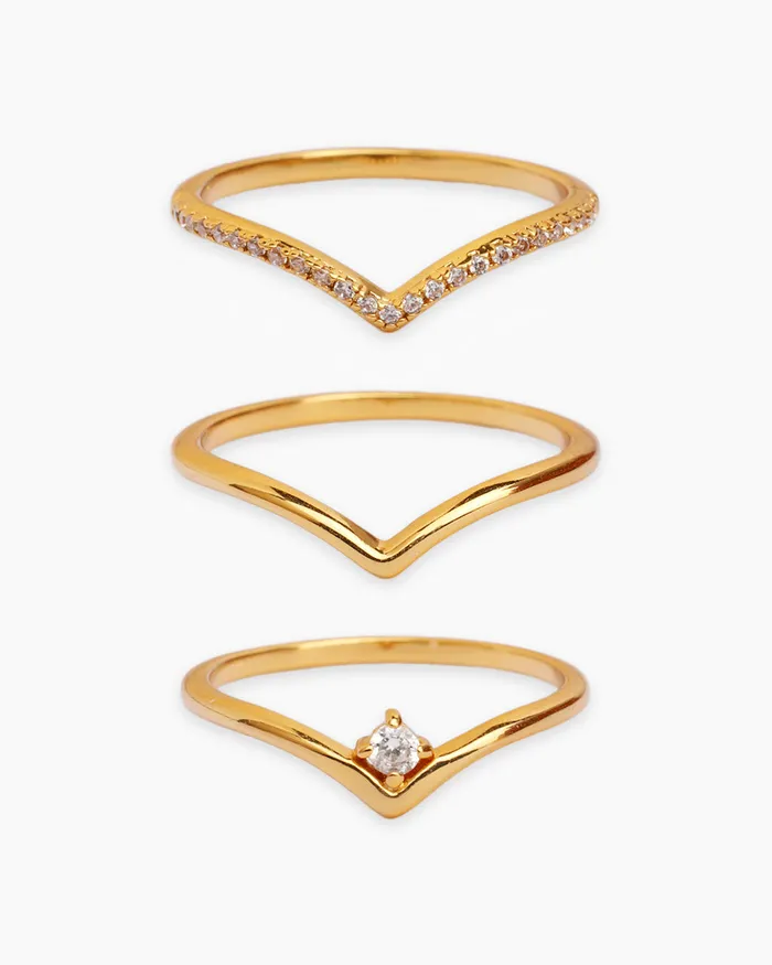 Rings Penny Pairs Triple Chevron Ring Set