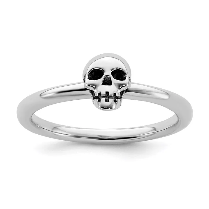 Rings Stackable Expressions Sterling Silver Stackable Expressions Antiqued Skull Ring QSK1940 Rings Stackable Expressions Sterling Silver Stackable Expressions Antiqued Skull Ring QSK1940