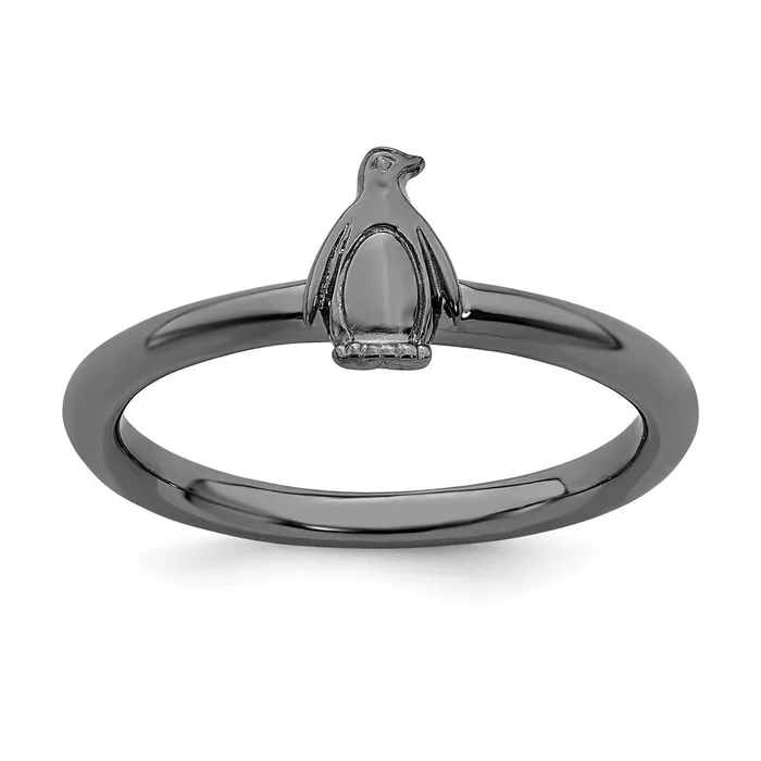 Rings Stackable Expressions Sterling Silver Stackable Expressions Blackplated Penguin Ring QSK1957 Rings Stackable Expressions Sterling Silver Stackable Expressions Blackplated Penguin Ring QSK1957