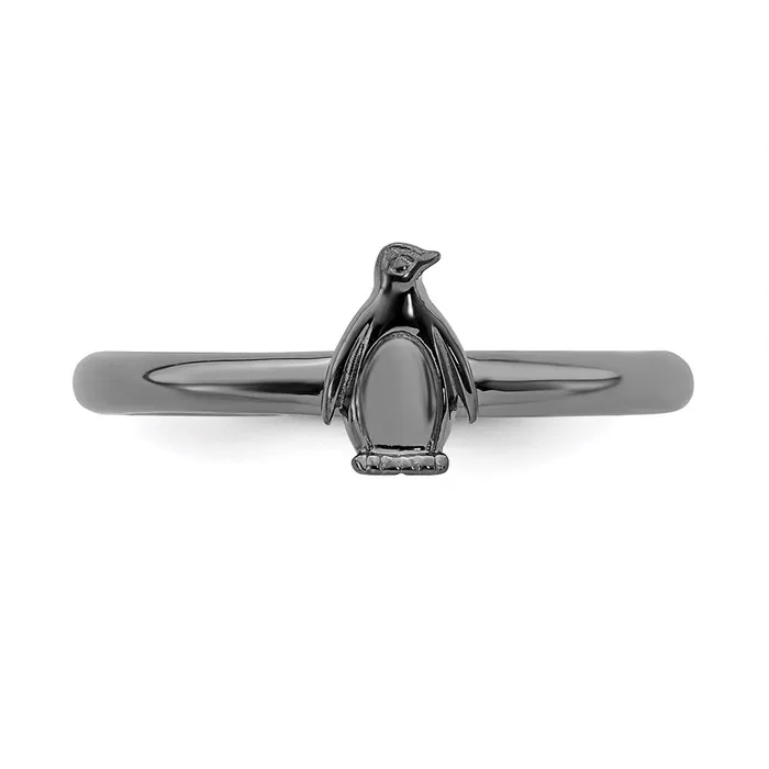 Rings Stackable Expressions Sterling Silver Stackable Expressions Blackplated Penguin Ring QSK1957 Rings Stackable Expressions Sterling Silver Stackable Expressions Blackplated Penguin Ring QSK1957