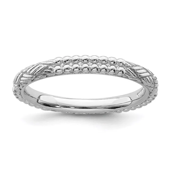 Rings Stackable Expressions Sterling Silver Stackable Expressions Rhodiumplated Patterned Ring QSK1561 Rings Stackable Expressions Sterling Silver Stackable Expressions Rhodiumplated Patterned Ring QSK1561