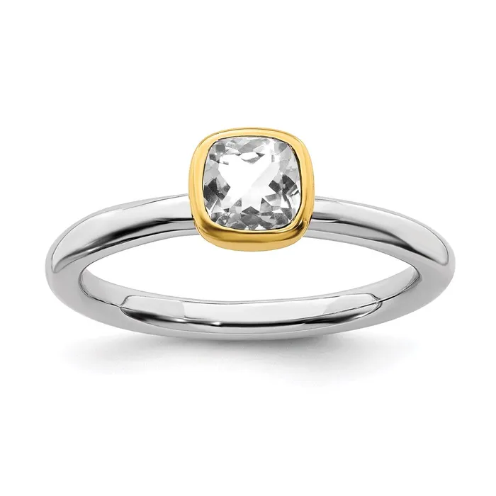 Rings Stackable Expressions Sterling Silver Stackable Expressions wGoldplated White Topaz Ring QSK1890 Rings Stackable Expressions Sterling Silver Stackable Expressions wGoldplated White Topaz Ring QSK1890
