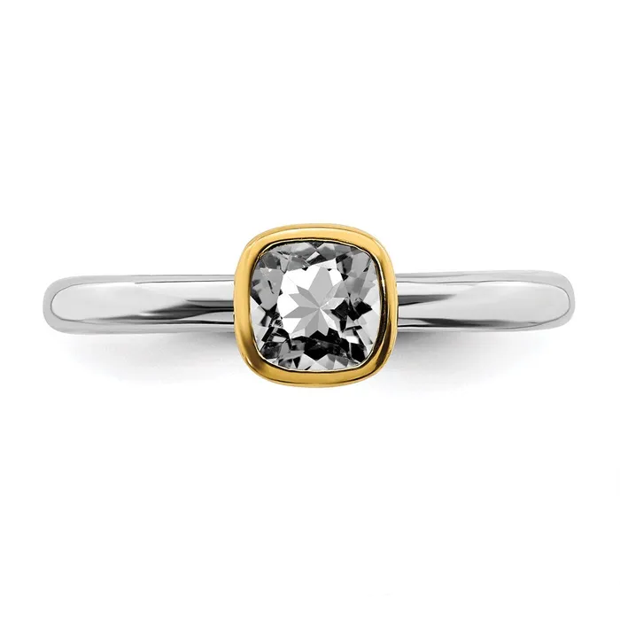 Rings Stackable Expressions Sterling Silver Stackable Expressions wGoldplated White Topaz Ring QSK1890 Rings Stackable Expressions Sterling Silver Stackable Expressions wGoldplated White Topaz Ring QSK1890