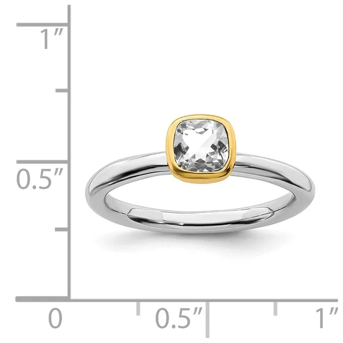 Rings Stackable Expressions Sterling Silver Stackable Expressions wGoldplated White Topaz Ring QSK1890 Rings Stackable Expressions Sterling Silver Stackable Expressions wGoldplated White Topaz Ring QSK1890