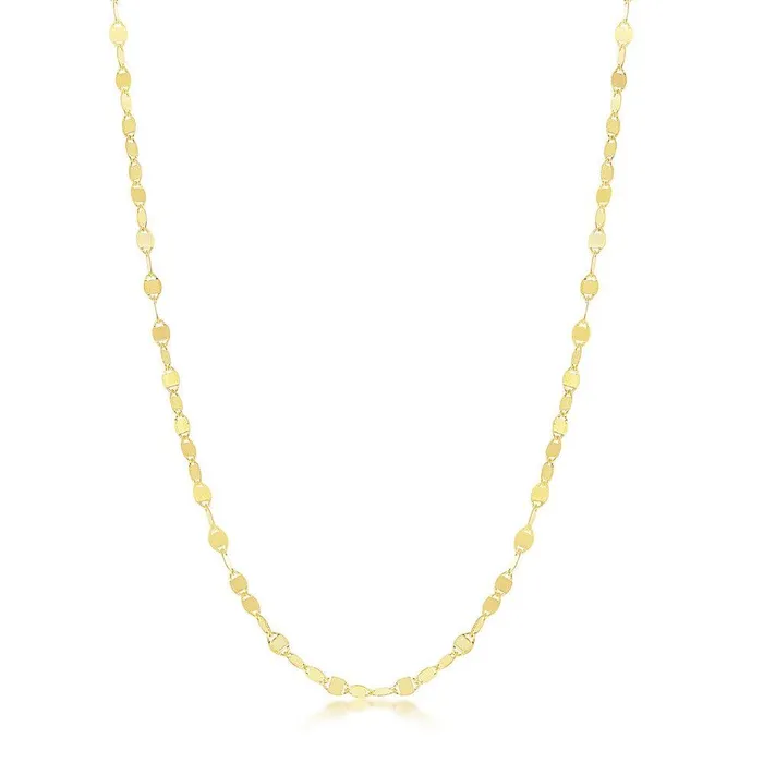 Rings Sterling Silver Gold Plated Flat Mirror Oval Chain 18 Classic