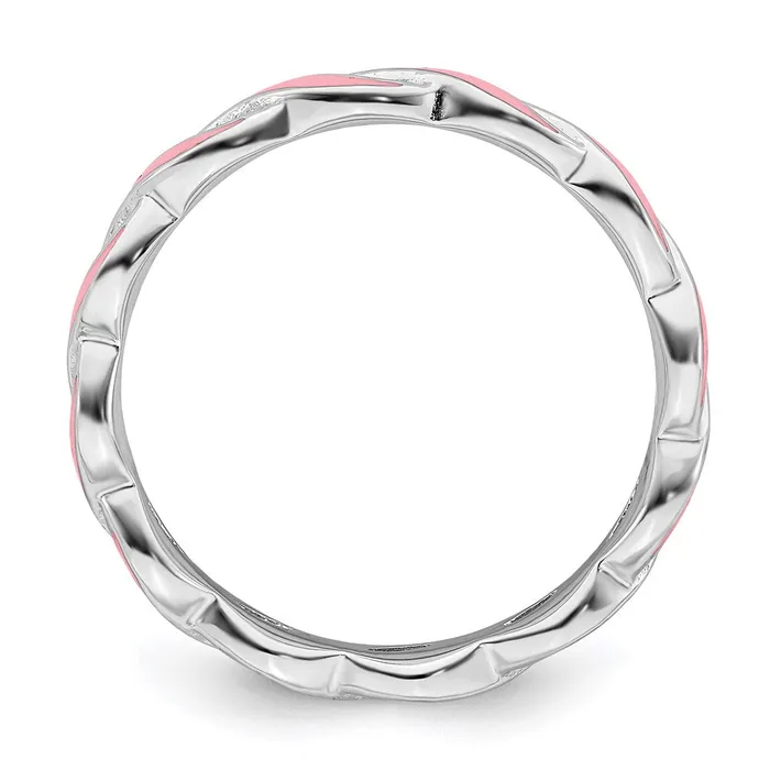 Rings Sterling Silver Stackable Expressions Pink Enamel Ring QSK1517 Stackable Expressions Rings Sterling Silver Stackable Expressions Pink Enamel Ring QSK1517 Stackable Expressions