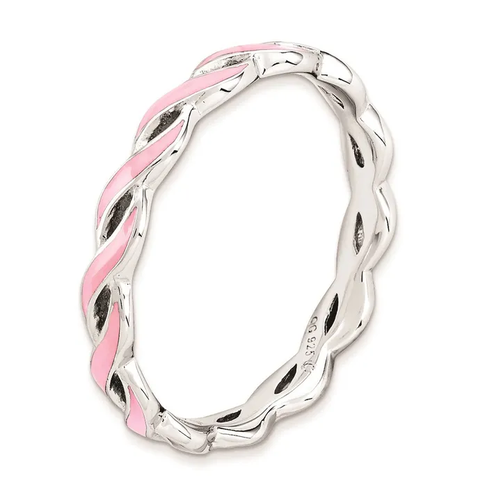 Rings Sterling Silver Stackable Expressions Pink Enamel Ring QSK1517 Stackable Expressions Rings Sterling Silver Stackable Expressions Pink Enamel Ring QSK1517 Stackable Expressions