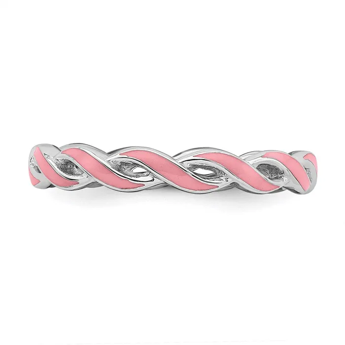 Rings Sterling Silver Stackable Expressions Pink Enamel Ring QSK1517 Stackable Expressions Rings Sterling Silver Stackable Expressions Pink Enamel Ring QSK1517 Stackable Expressions