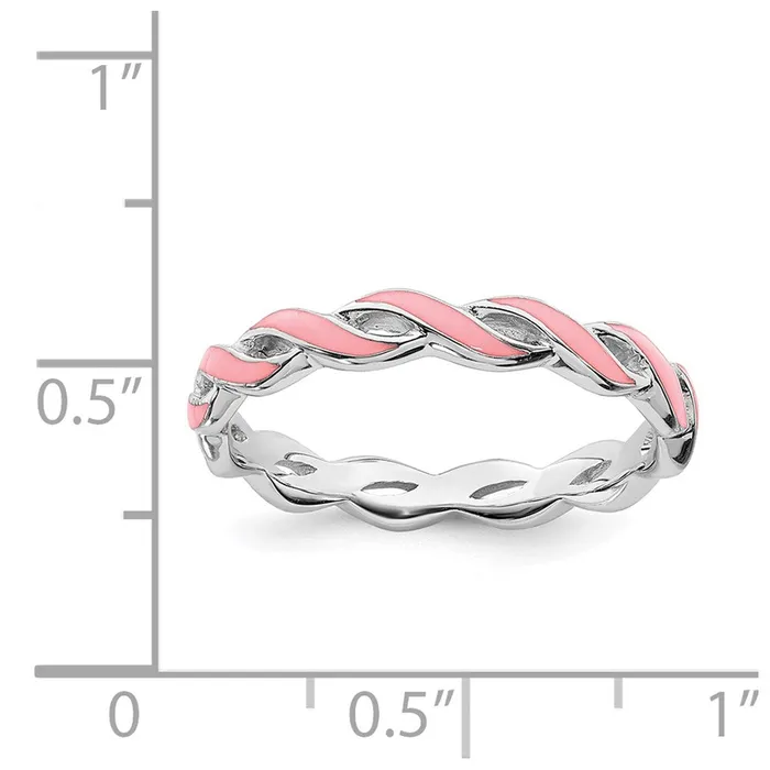 Rings Sterling Silver Stackable Expressions Pink Enamel Ring QSK1517 Stackable Expressions Rings Sterling Silver Stackable Expressions Pink Enamel Ring QSK1517 Stackable Expressions
