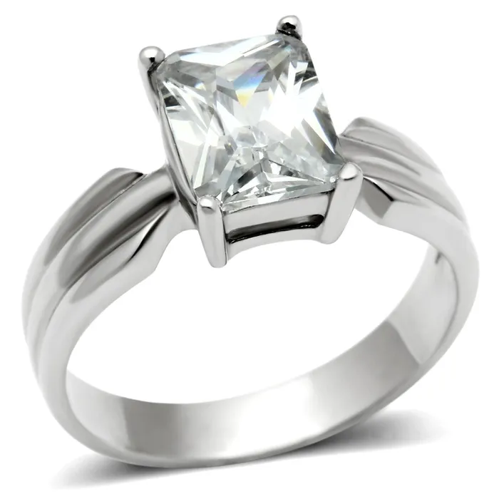 Rings TK391 High polished no plating Stainless Steel Ring with AAA Grade CZ in Clear Alamode Rings TK391 High polished no plating Stainless Steel Ring with AAA Grade CZ in Clear Alamode