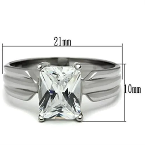 Rings TK391 High polished no plating Stainless Steel Ring with AAA Grade CZ in Clear Alamode