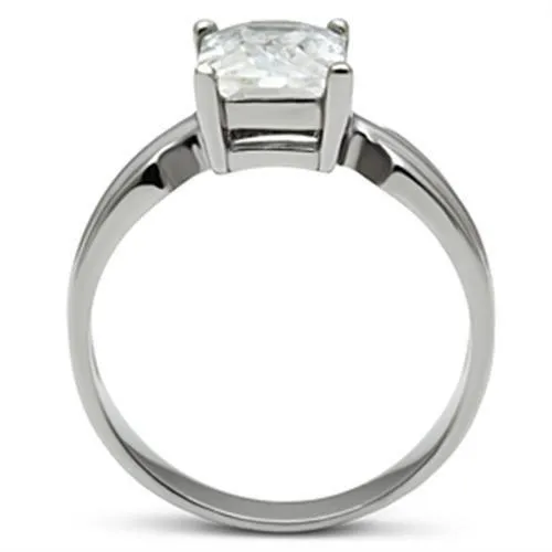 Rings TK391 High polished no plating Stainless Steel Ring with AAA Grade CZ in Clear Alamode