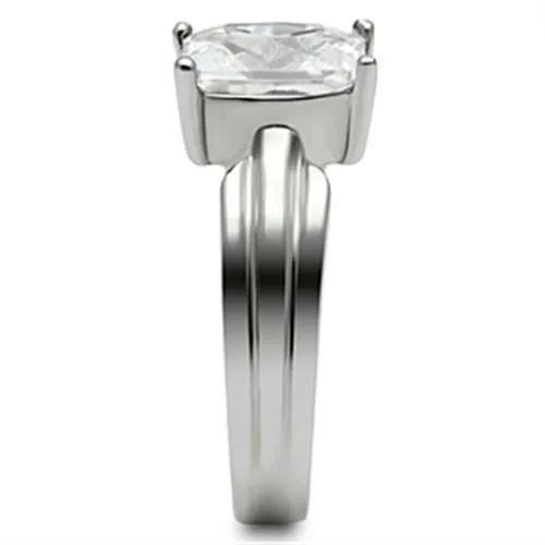 Rings TK391 High polished no plating Stainless Steel Ring with AAA Grade CZ in Clear Alamode
