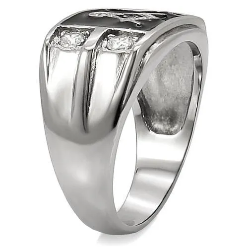 Rings TK8X031 High polished no plating Stainless Steel Ring with AAA Grade CZ in Clear Alamode
