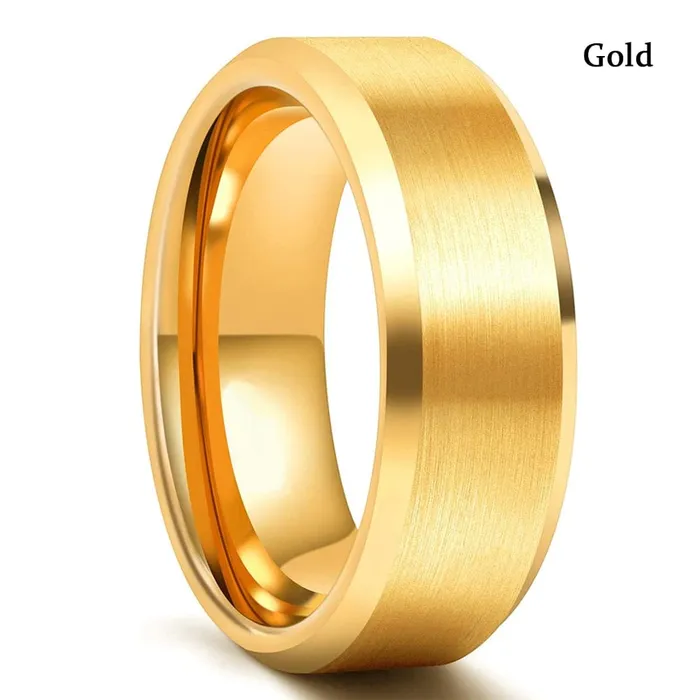 Rings VVS Jewelry Tungsten Carbide 8MM GoldSilver Band Ring Comfort Fit
