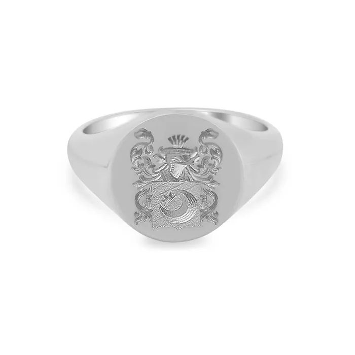 Rings Womens Round Signet Ring Large CAD Designed Family Crest Logo deBebians