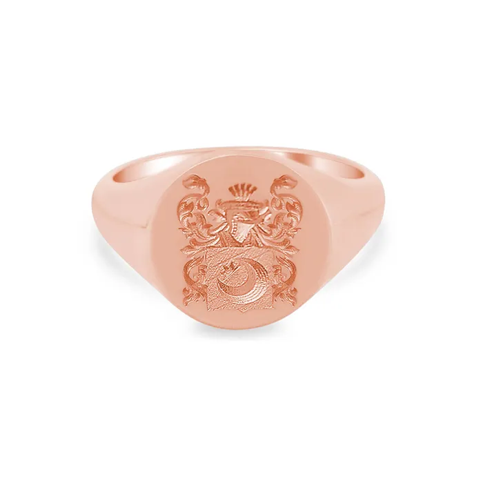 Rings Womens Round Signet Ring Large CAD Designed Family Crest Logo deBebians