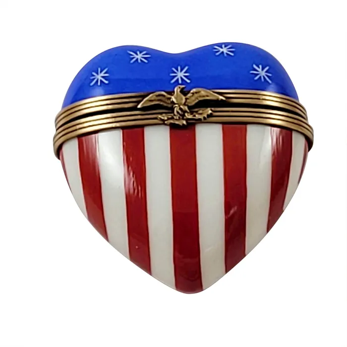 Rochard Limoges Necklaces Rochard Heart American Flag Limoges Box