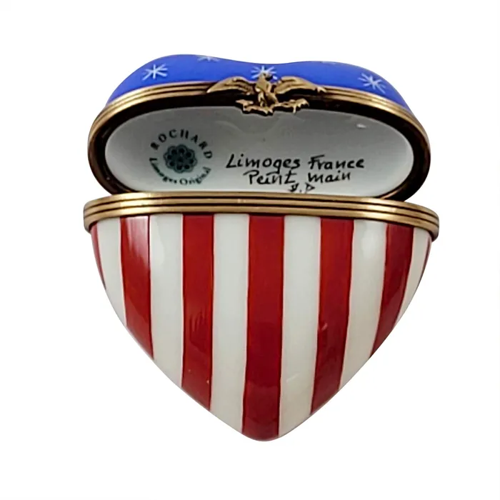 Rochard Limoges Necklaces Rochard Heart American Flag Limoges Box