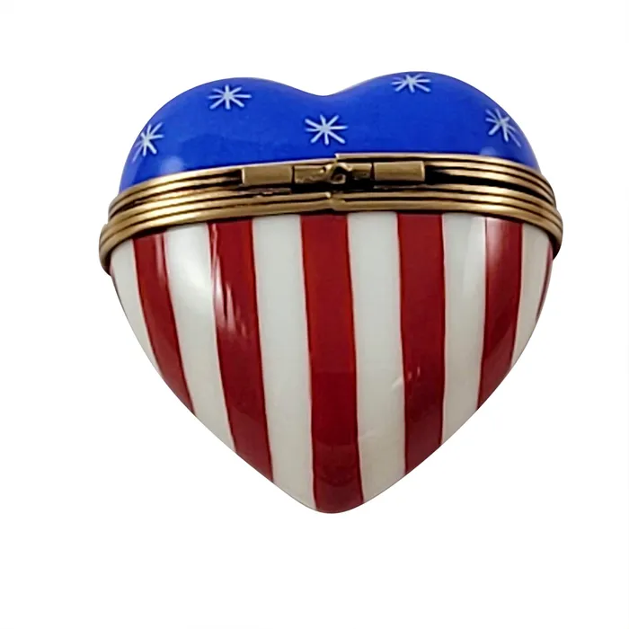 Rochard Limoges Necklaces Rochard Heart American Flag Limoges Box