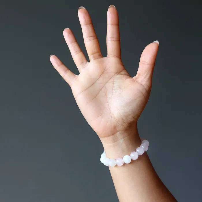Satin Crystals Bracelets White Moonstone Bracelet Rose Quartz Lunar Love