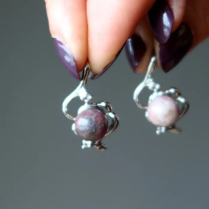 Satin Crystals Charm Necklaces Rhodonite Pendant Pink Crystal Cutie Charm Silver