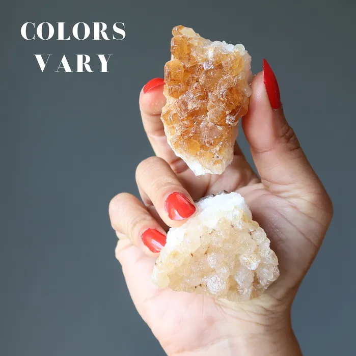 Satin Crystals Citrine Cluster Yellow SunKissed Prosperity Stone Charm Necklaces
