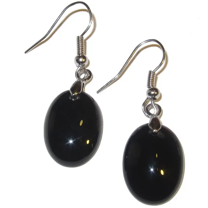 Satin Crystals Earrings Onyx Earrings Negative Energy Deflector Black Oval Crystal Satin Crystals Earrings Onyx Earrings Negative Energy Deflector Black Oval Crystal