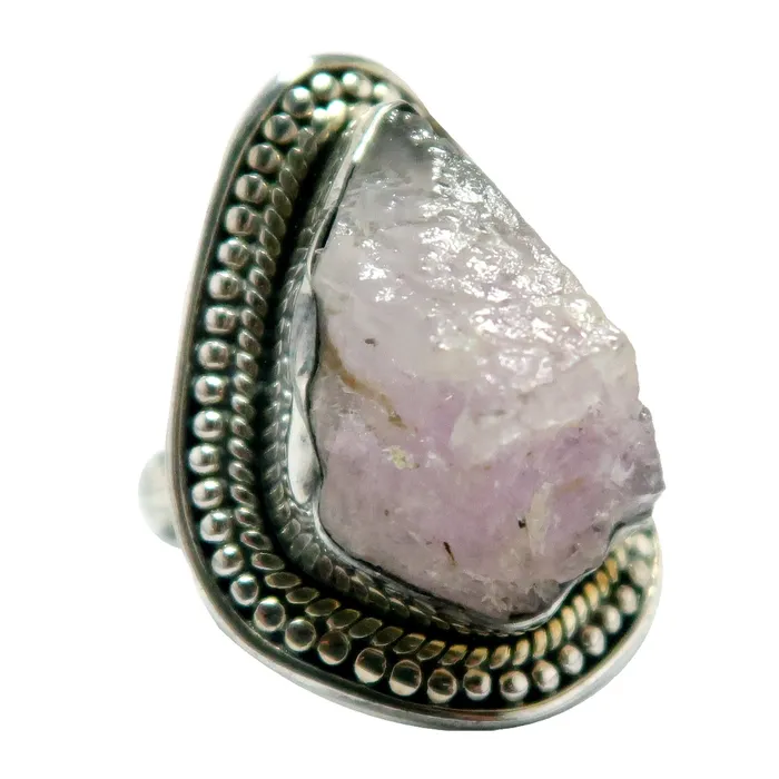 Satin Crystals Rings Rose Quartz Ring Raw Love Sterling Silver Size 875