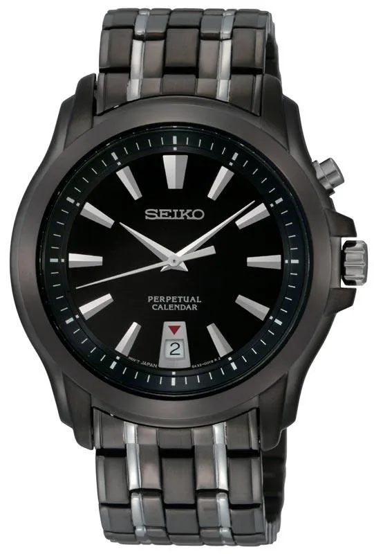 Seiko Rings Seiko SNQ121 Mens Two Tone Black IP Plated Perpetual Calendar Watch