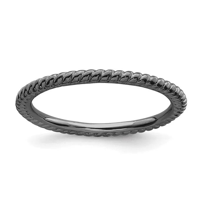 Stackable Expressions Rings Sterling Silver Stackable Expressions Blackplated Twisted Ring QSK177
