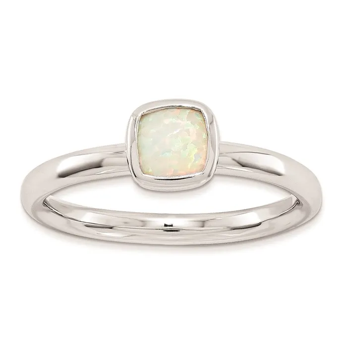Stackable Expressions Rings Sterling Silver Stackable Expressions Cushion Cut Created Opal Ring QSK986 Stackable Expressions Rings Sterling Silver Stackable Expressions Cushion Cut Created Opal Ring QSK986