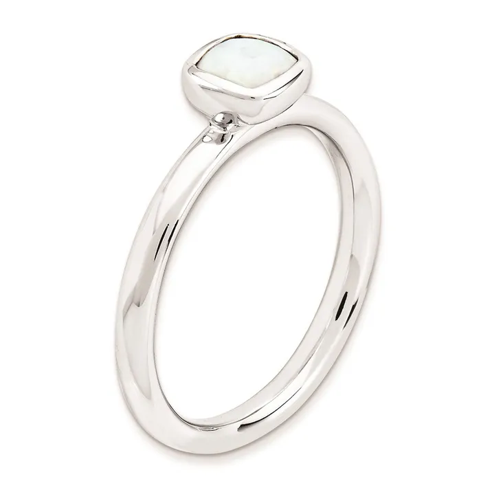 Stackable Expressions Rings Sterling Silver Stackable Expressions Cushion Cut Created Opal Ring QSK986 Stackable Expressions Rings Sterling Silver Stackable Expressions Cushion Cut Created Opal Ring QSK986
